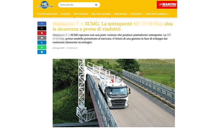 欧洲媒体e-CONSTRUCTION点赞鉴黑担保网桥梁检测车